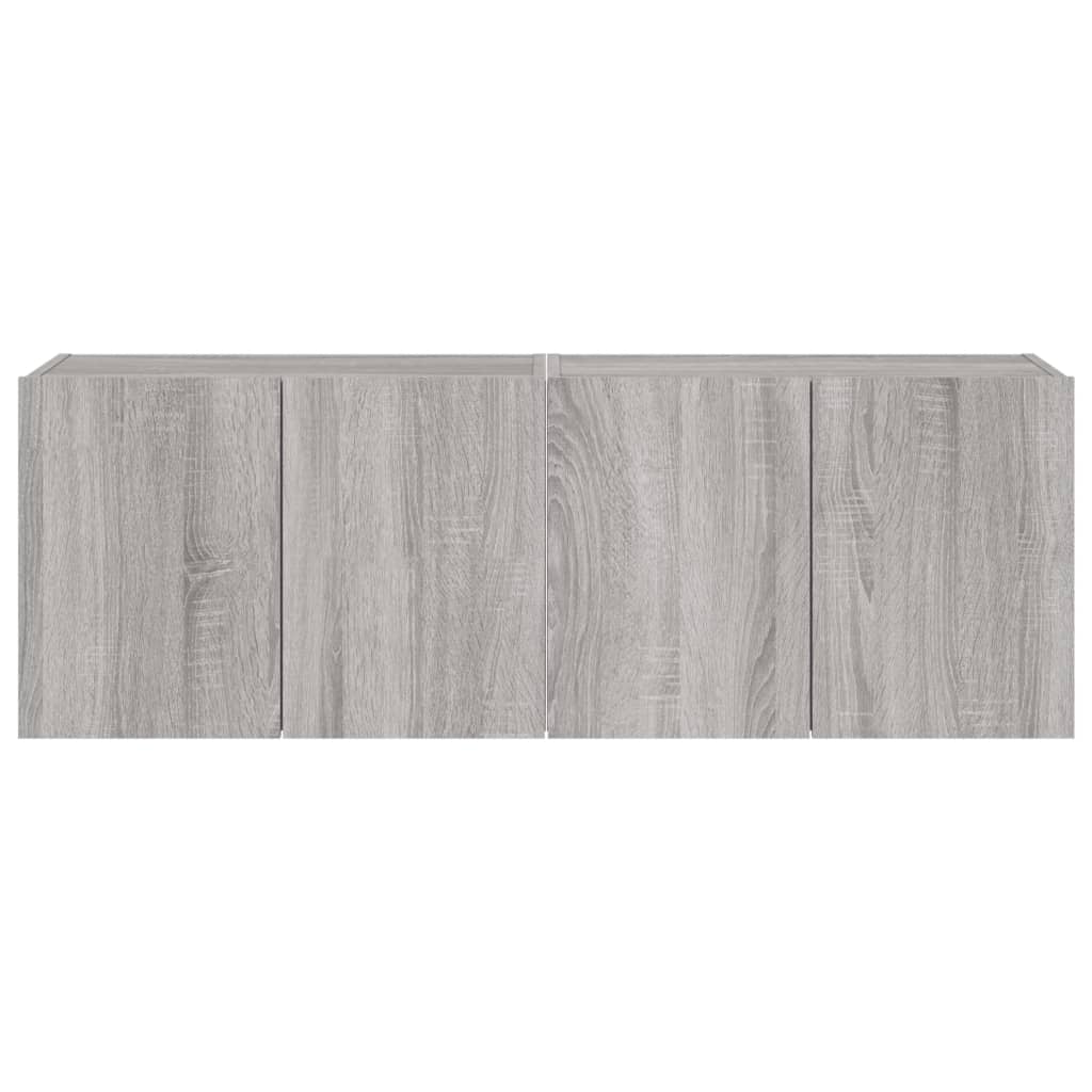 væghængte tv-borde 2 stk. med LED-lys 60x35x41 cm grå sonoma-eg