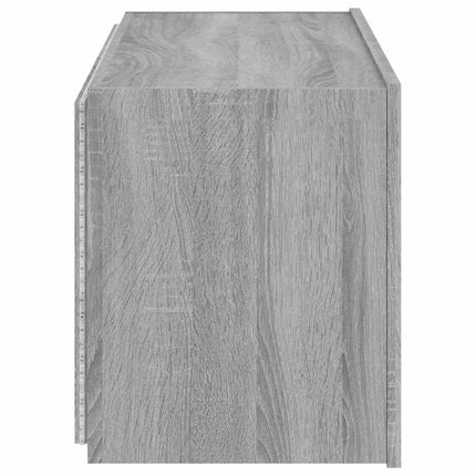 væghængt tv-bord m. LED-lys 80x35x41 cm grå sonoma-eg