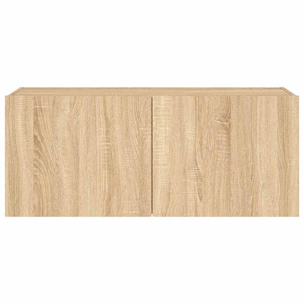 væghængt tv-bord med LED-lys 100x35x41 cm sonoma-eg