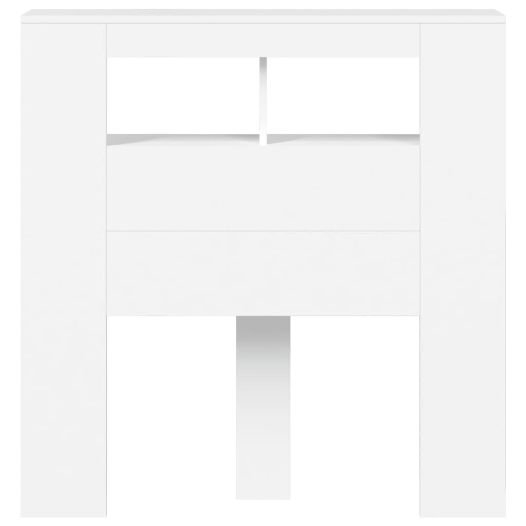 sengegavl med LED-lys 100x18,5x103,5 cm konstrueret træ hvid