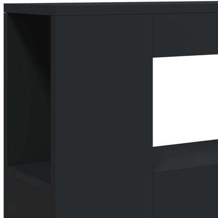 sengegavl med LED-lys 100x18,5x103,5 cm konstrueret træ sort