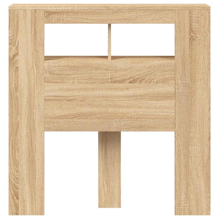 sengegavl 100x18,5x103,5 cm LED-lys konstrueret træ sonoma-eg
