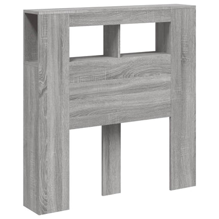 sengegavl 100x18,5x103,5 cm LED-lys konstrueret træ grå sonoma