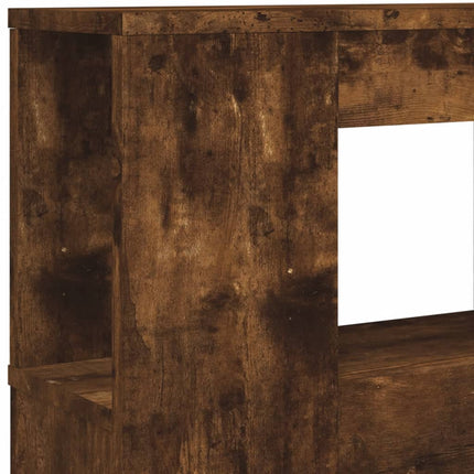 sengegavl m. LED-lys 140x18,5x103,5 cm konstrueret træ røget eg