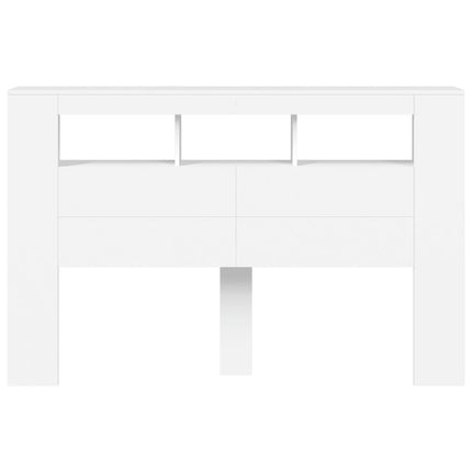 sengegavl med LED-lys 160x18,5x103,5 cm konstrueret træ hvid