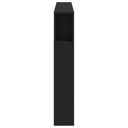 sengegavl med LED-lys 160x18,5x103,5 cm konstrueret træ sort