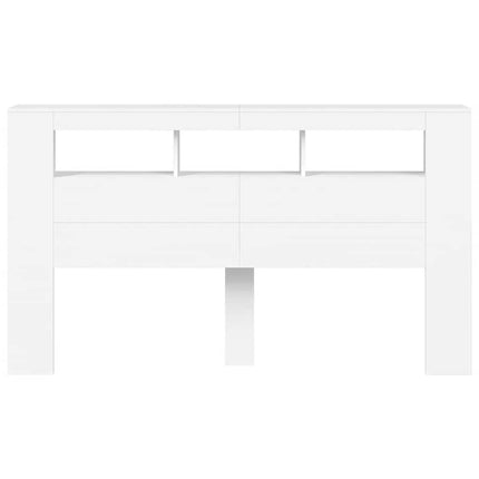 sengegavl med LED-lys 180x18,5x103,5 cm konstrueret træ hvid