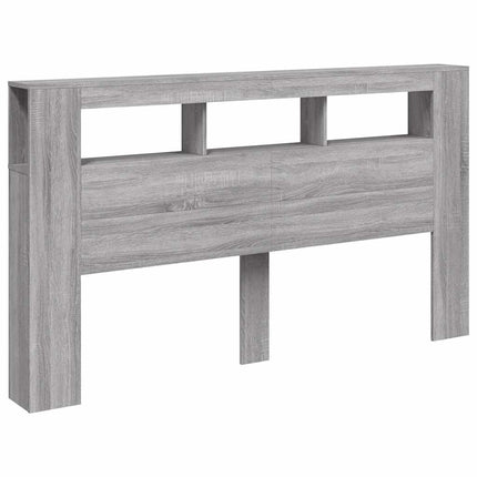 sengegavl 180x18,5x103,5 cm LED-lys konstrueret træ grå sonoma