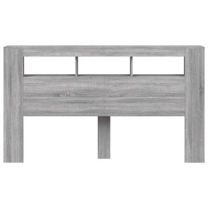 sengegavl 180x18,5x103,5 cm LED-lys konstrueret træ grå sonoma
