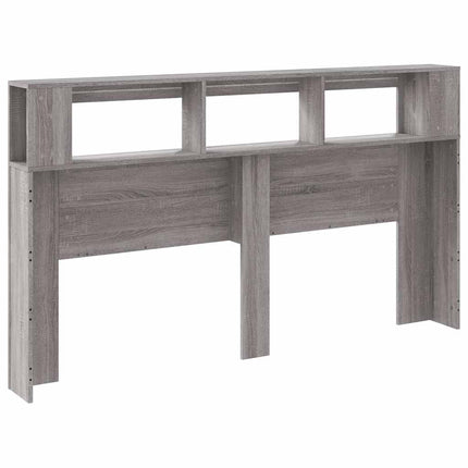 sengegavl 180x18,5x103,5 cm LED-lys konstrueret træ grå sonoma