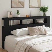sengegavl med LED-lys 200x18,5x103,5 cm konstrueret træ sort