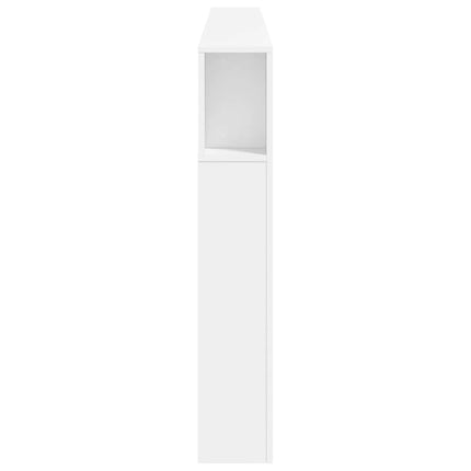 sengegavl med LED-lys 220x18,5x103,5 cm konstrueret træ hvid