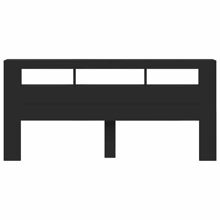 sengegavl med LED-lys 220x18,5x103,5 cm konstrueret træ sort