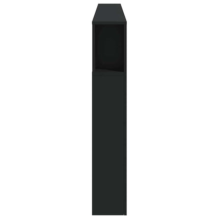 sengegavl med LED-lys 220x18,5x103,5 cm konstrueret træ sort