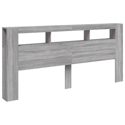 sengegavl 220x18,5x103,5 cm LED-lys konstrueret træ grå sonoma
