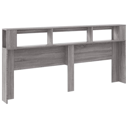 sengegavl 220x18,5x103,5 cm LED-lys konstrueret træ grå sonoma
