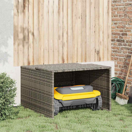garage til robotplæneklipper 86x90x52/57 cm polyrattan grå