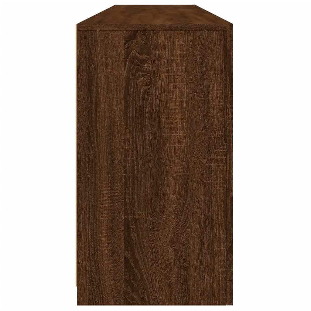skænk med LED-lys 162x37x67 cm brun egetræsfarve