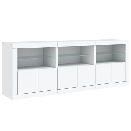 skænk med LED-lys 181,5x37x67 cm hvid