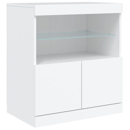 skænk med LED-lys 181,5x37x67 cm hvid