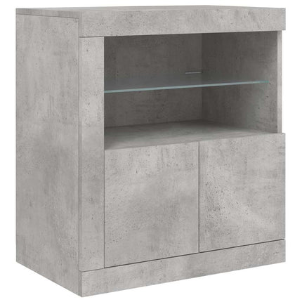 skænk med LED-lys 181,5x37x67 cm betongrå
