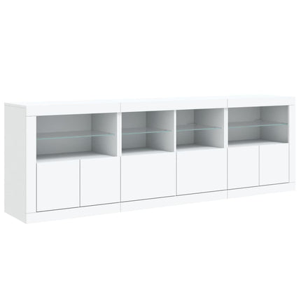 skænk med LED-lys 202x37x67 cm hvid