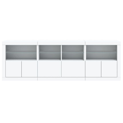 skænk med LED-lys 202x37x67 cm hvid