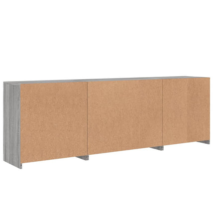 skænk med LED-lys 202x37x67 cm grå sonoma-eg