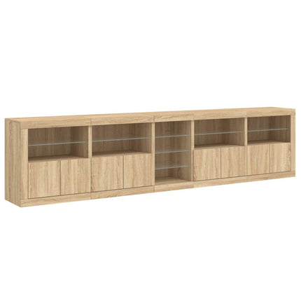 skænk med LED-lys 283x37x67 cm sonoma-eg