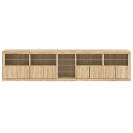 skænk med LED-lys 283x37x67 cm sonoma-eg