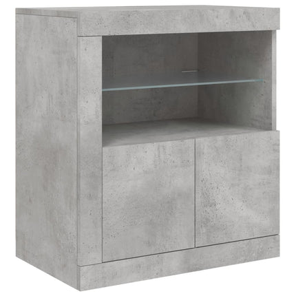 skænk med LED-lys 283x37x67 cm betongrå