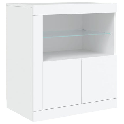skænk med LED-lys 162x37x67 cm hvid