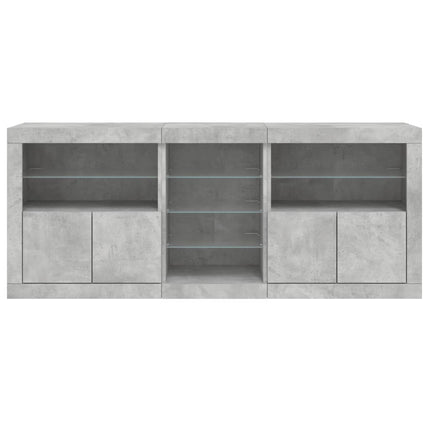 skænk med LED-lys 162x37x67 cm betongrå