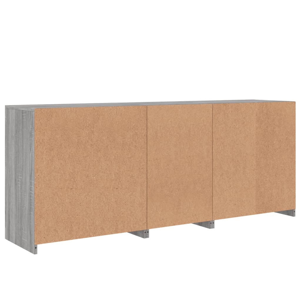 skænk med LED-lys 162x35x75 cm grå sonoma-eg