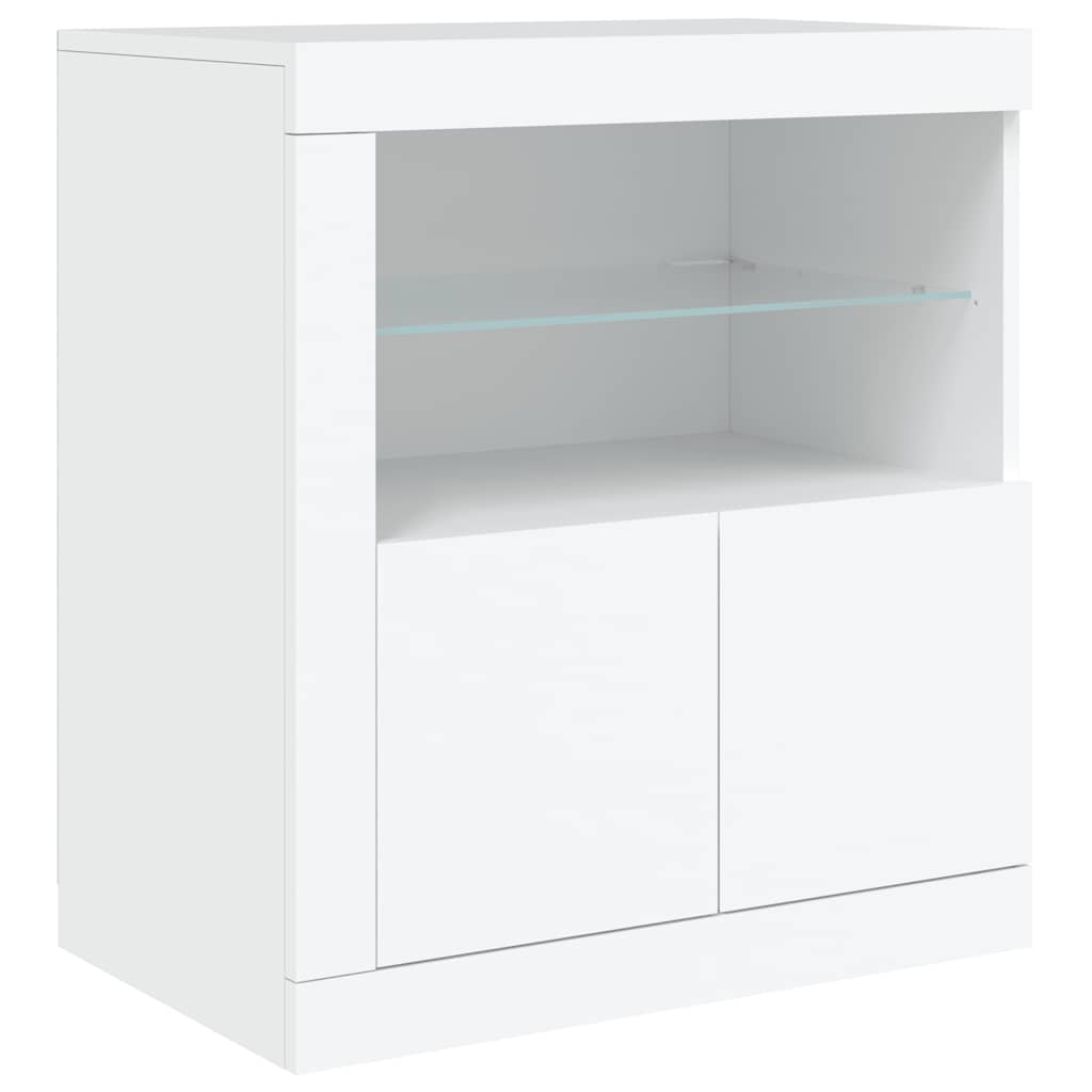 skænk med LED-lys 181,5x37x67 cm hvid