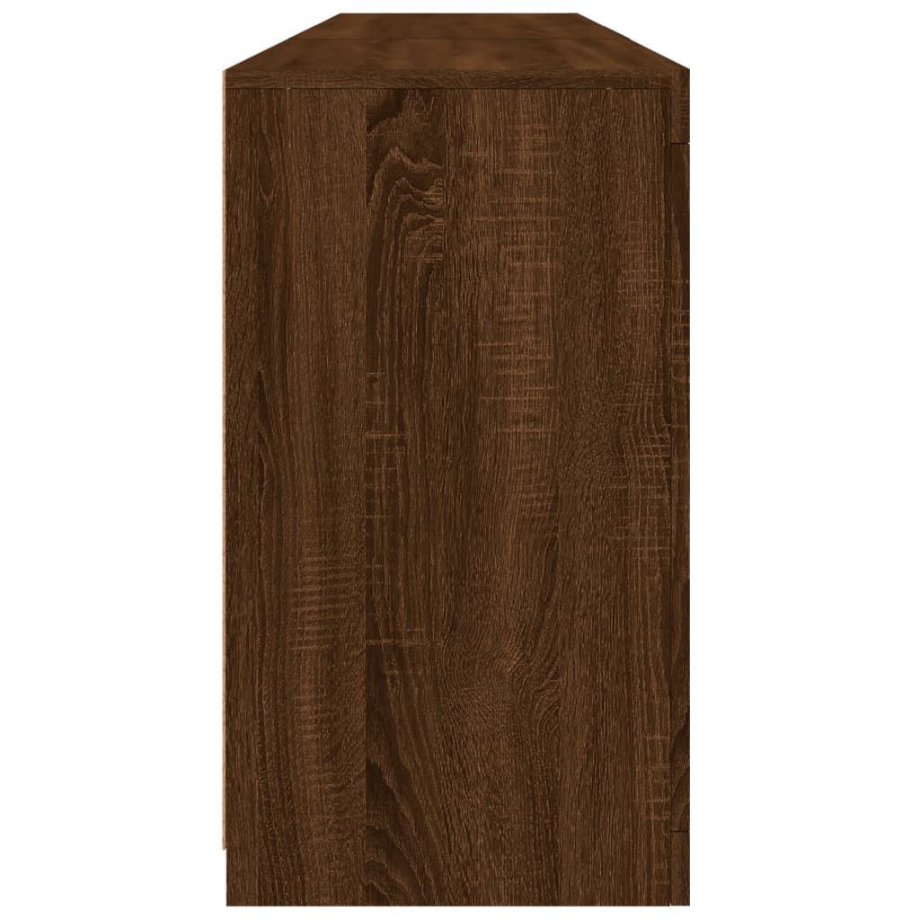 skænk med LED-lys 181,5x37x67 cm brun egetræsfarve