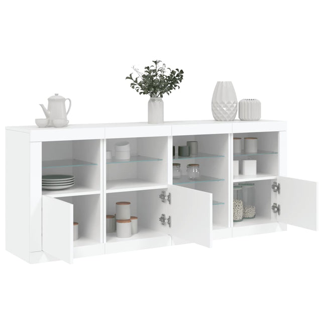 skænk med LED-lys 164x37x67 cm hvid