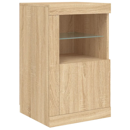 skænk med LED-lys 164x37x67 cm sonoma-eg