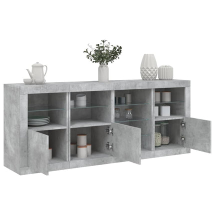skænk med LED-lys 164x37x67 cm betongrå