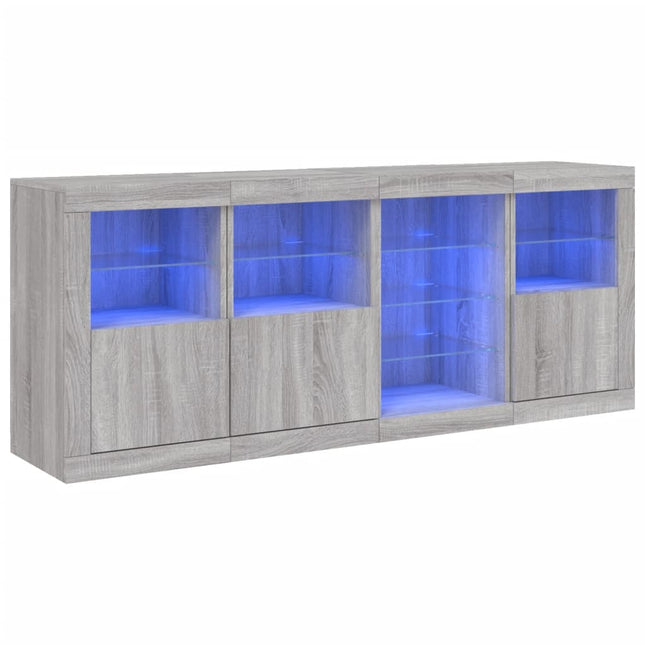 skænk med LED-lys 164x37x67 cm grå sonoma-eg