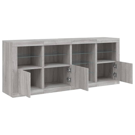 skænk med LED-lys 164x37x67 cm grå sonoma-eg