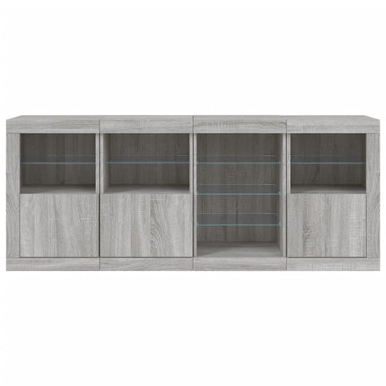 skænk med LED-lys 164x37x67 cm grå sonoma-eg