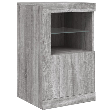 skænk med LED-lys 164x37x67 cm grå sonoma-eg