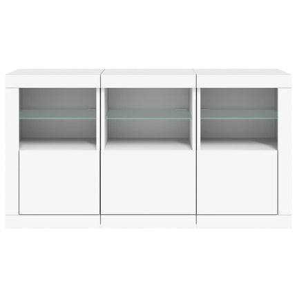 skænk med LED-lys 123x37x67 cm hvid