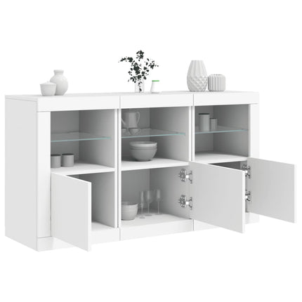 skænk med LED-lys 123x37x67 cm hvid