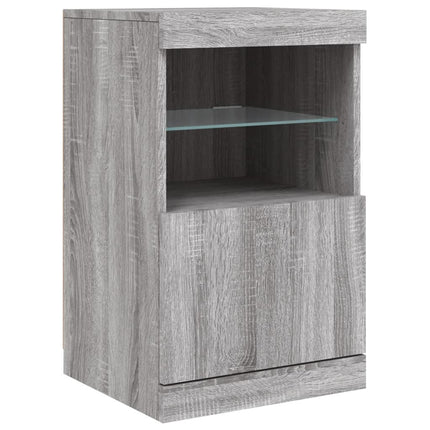 skænk med LED-lys 123x37x67 cm grå sonoma-eg