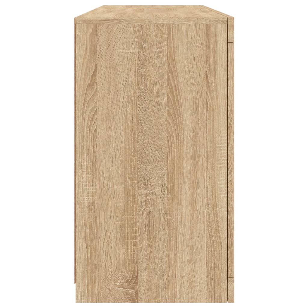 skænk med LED-lys 142,5x37x67 cm sonoma-eg