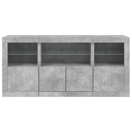 skænk med LED-lys 142,5x37x67 cm betongrå