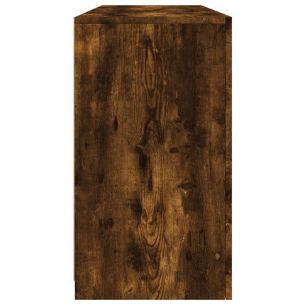 skænk med LED-lys 142,5x37x67cm røget egetræsfarve