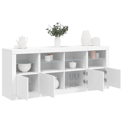 skænk med LED-lys 163x37x67 cm hvid